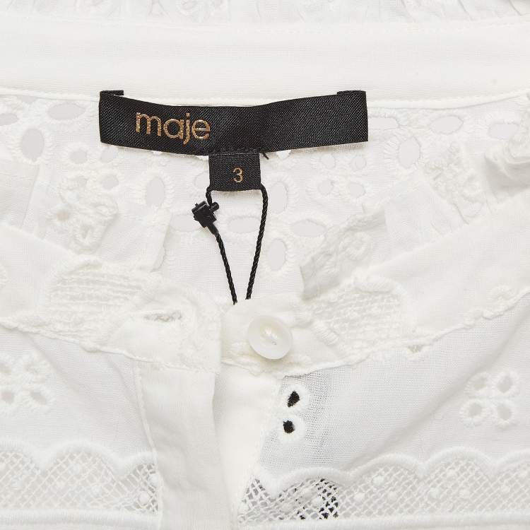 Pre Owned Maje White Broderie Anglaise Cotton Shirt L