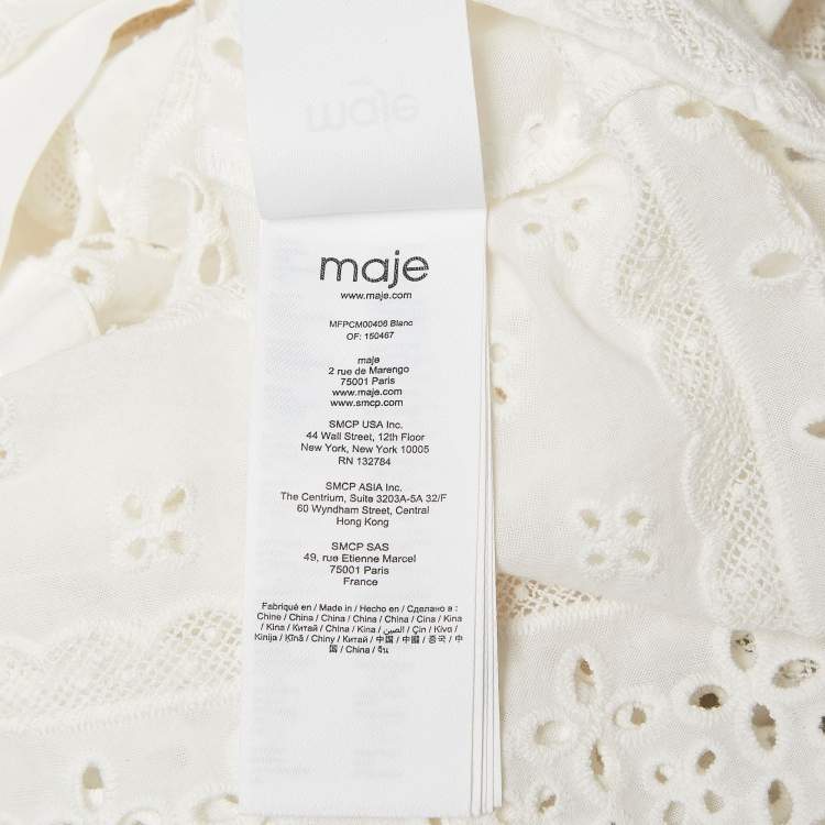 Pre Owned Maje White Broderie Anglaise Cotton Shirt L