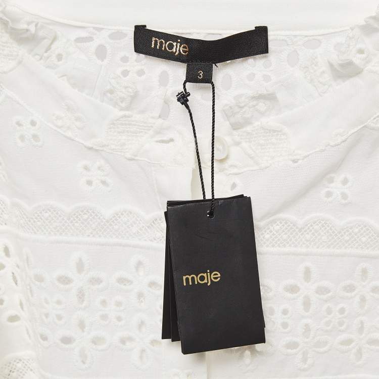 Pre Owned Maje White Broderie Anglaise Cotton Shirt L