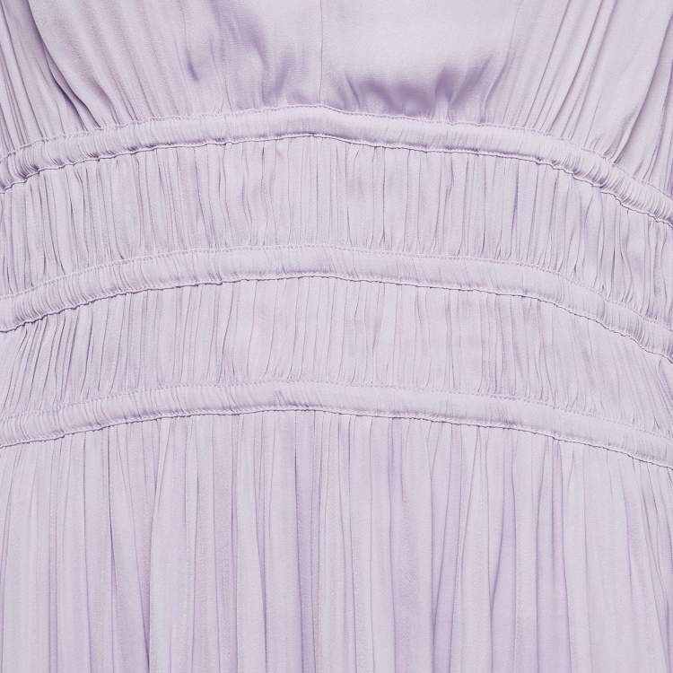 Pre Owned Maje Light Purple Satin Ruffled Ralya Short Dress XL