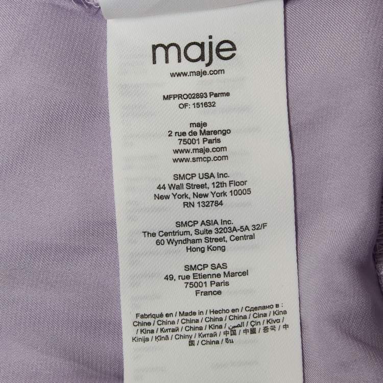 Pre Owned Maje Light Purple Satin Ruffled Ralya Short Dress XL