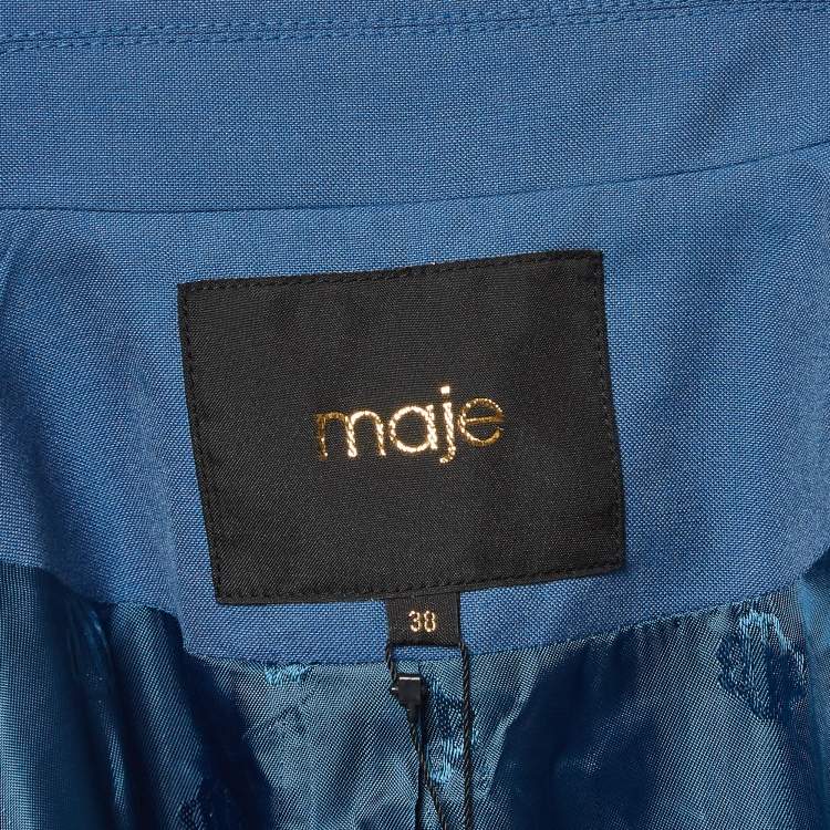 Pre Owned Maje Blue Crepe Straight Tailored Blazer M
