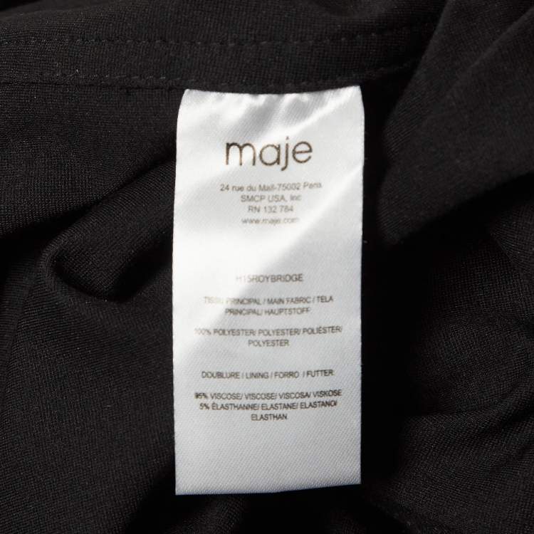 Pre Owned Maje Black Roybridge Striped Mesh Flared Mini Dress S