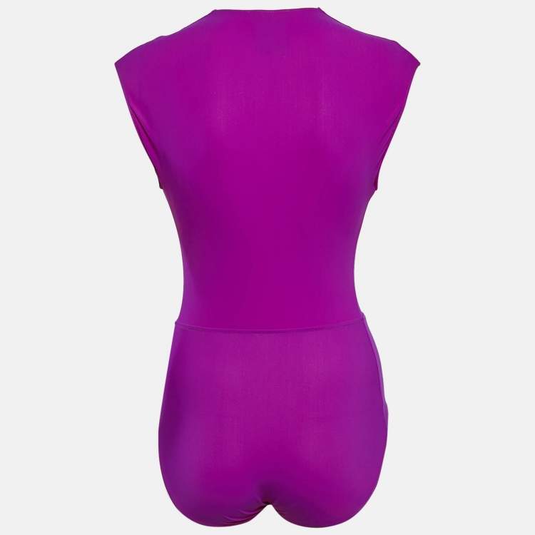 Pre Owned Maje Purple Jersey V-Neck Bodysuit S