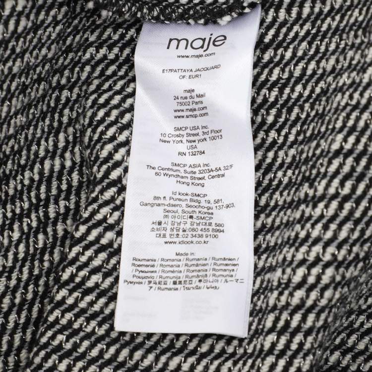 Pre Owned Maje Black/White Tweed Sleeveless Jumpsuit XXS