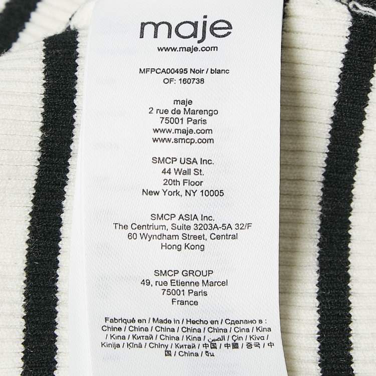 Pre Owned Maje Black/White Stripe Rib Knit Button Front Cardigan S