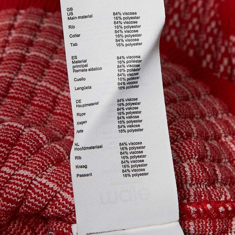 Pre Owned Maje Red Patterned Rib Knit Button Front Cardigan XS