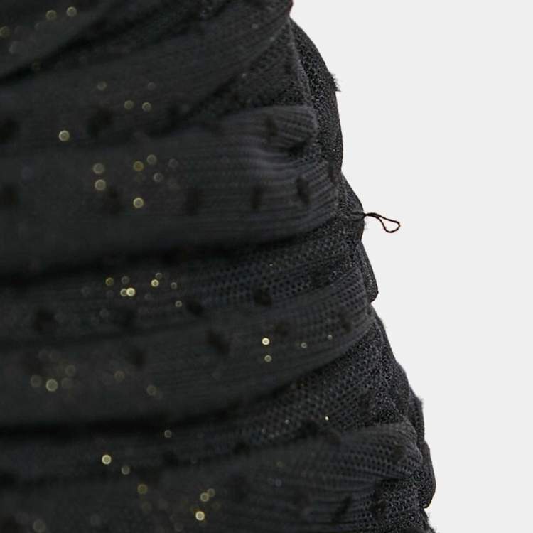 Pre Owned Maje Black Lurex Knit Mesh Ruched Ralone Mini Dress M