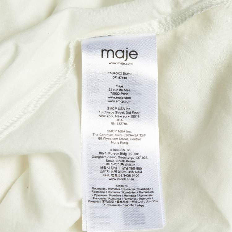 Pre Owned Maje Ecru White Patterned Knit Button Front Roxo Mini Dress S