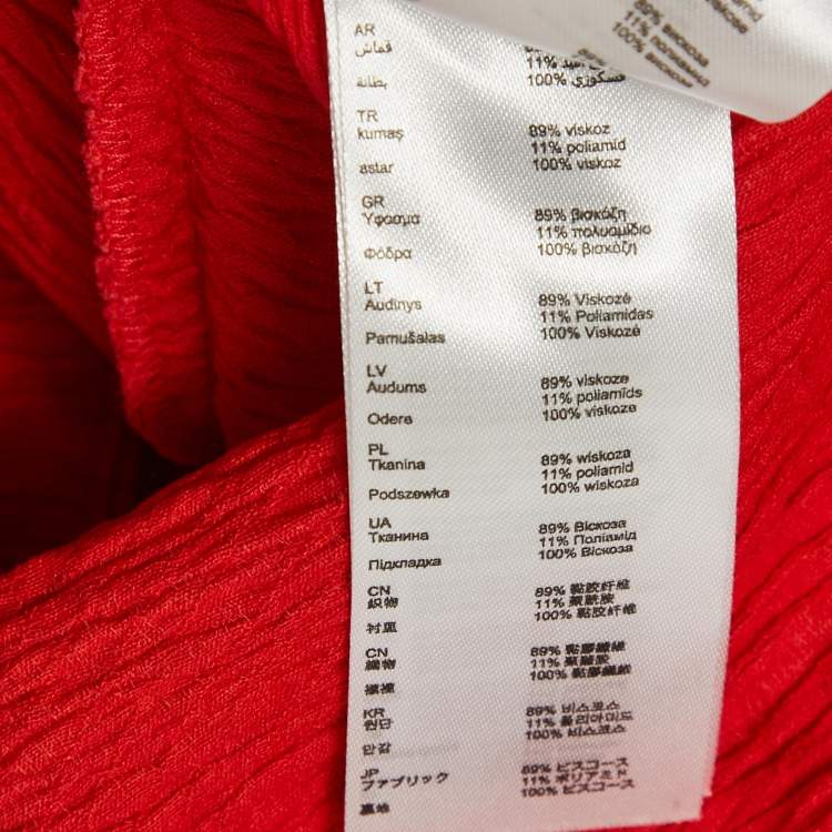 Pre Owned Maje Red Textured Crepe Bow Detail Mini Dress S