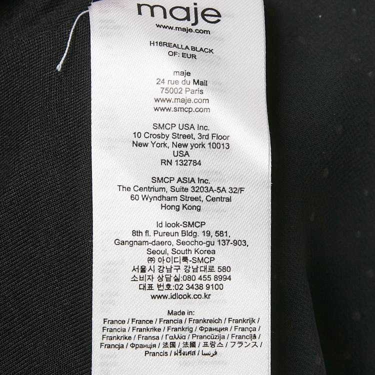 Pre Owned Maje Black Studded Chiffon One-Shoulder Midi Dress L