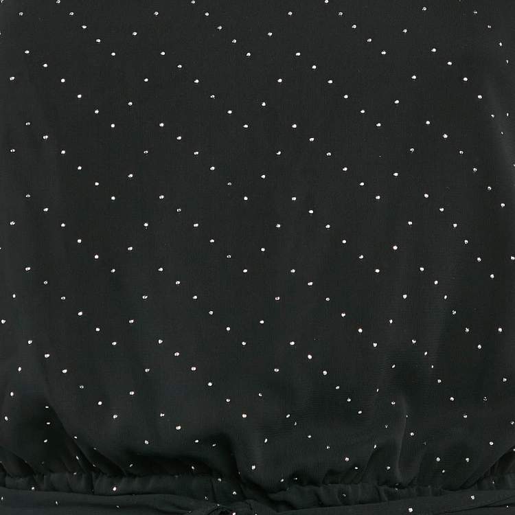 Pre Owned Maje Black Studded Chiffon One-Shoulder Midi Dress L