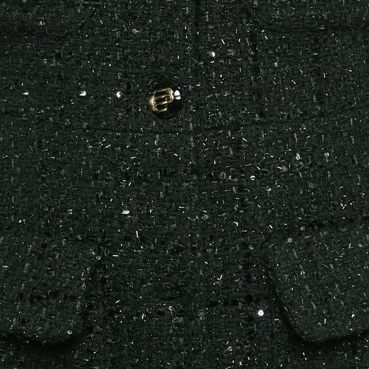 Pre Owned Maje Black Sequin Lurex Tweed Mini Dress XS