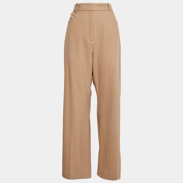 Pre Owned Maje Brown Striped Wool Blend Trousers L