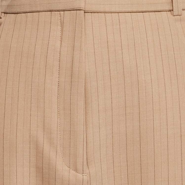 Pre Owned Maje Brown Striped Wool Blend Trousers L