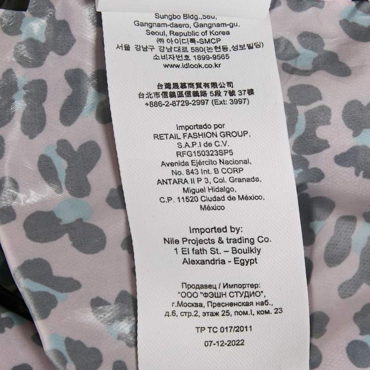 Pre Owned Maje Pink Leopard Print Synthetic Zip-Up Hooded Long Coat S