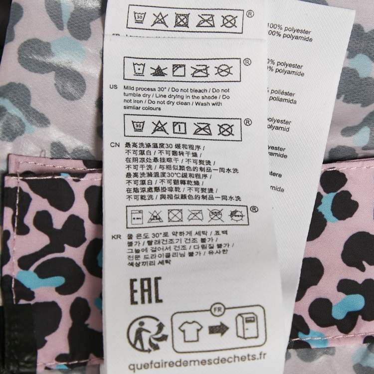 Pre Owned Maje Pink Leopard Print Synthetic Zip-Up Hooded Long Coat S