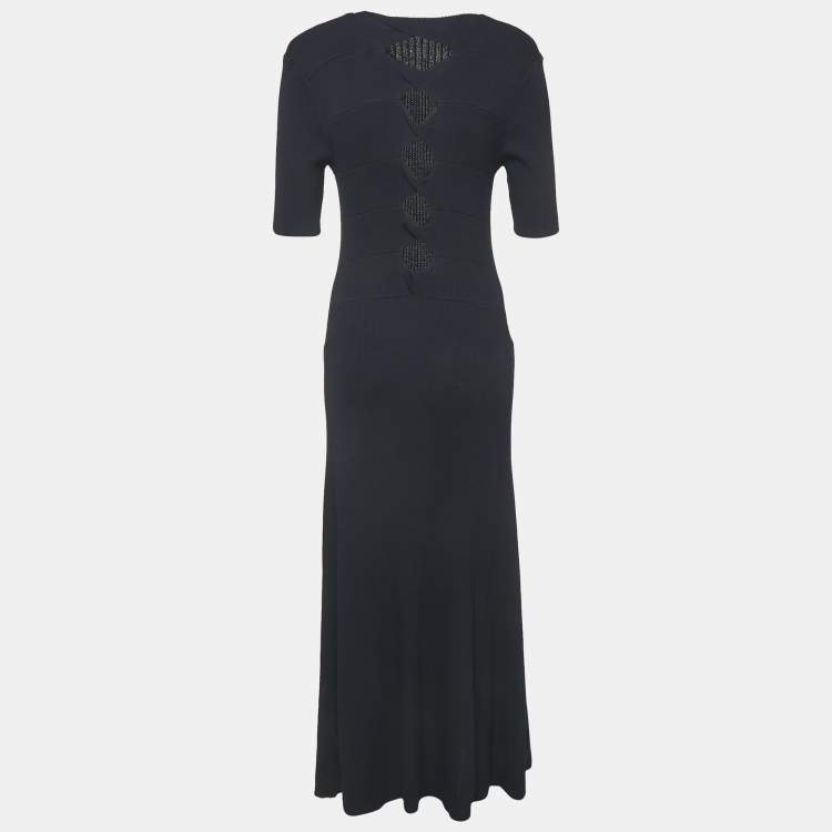 مملوكة مسبقًا Maje Midnight Blue Rib Knit Cut-Out Detail Rolora Maxi Dress L