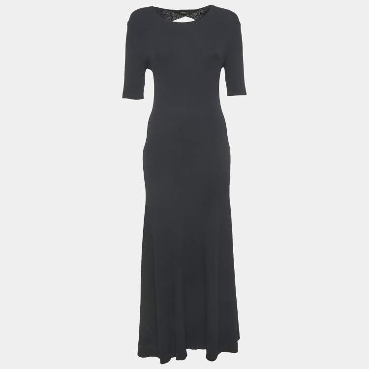 مملوكة مسبقًا Maje Midnight Blue Rib Knit Cut-Out Detail Rolora Maxi Dress L