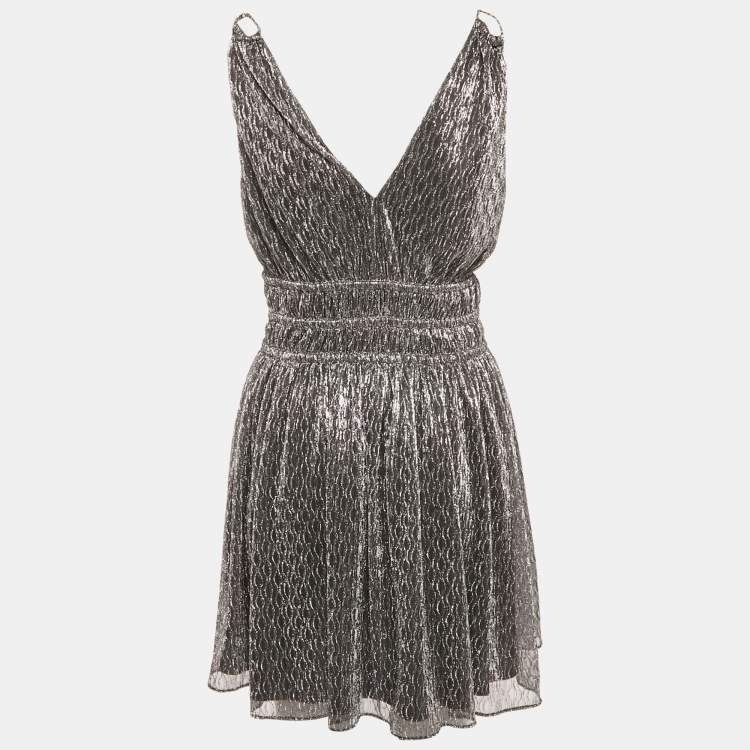 Pre Owned Maje Metallic Lamé Gathered Mini Dress S