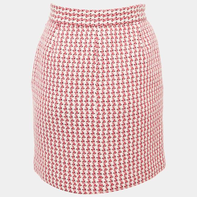 Pre Owned Maje Pink Tweed Mini Skirt XS