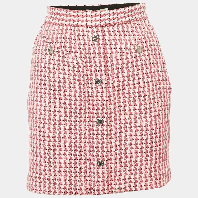 Pre Owned Maje Pink Tweed Mini Skirt XS