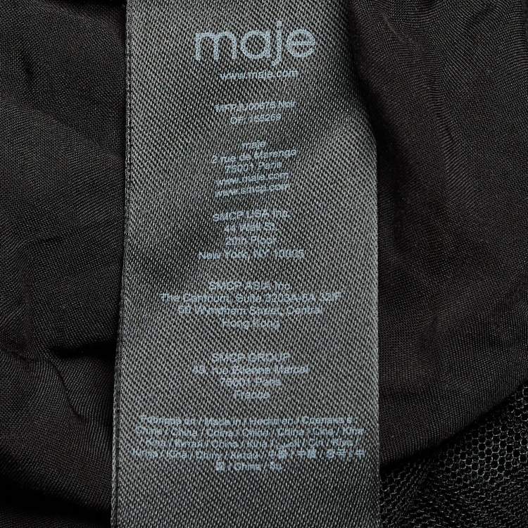 Pre Owned Maje Black Tulle Tiered Midi Skirt S