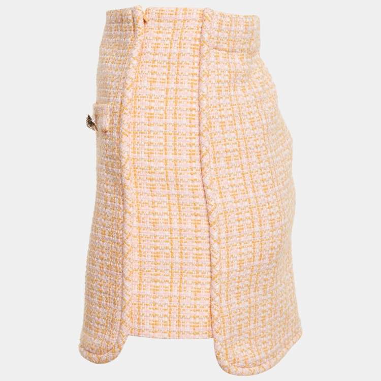 Pre Owned Maje Orange/Pink Tweed Mini Skirt S