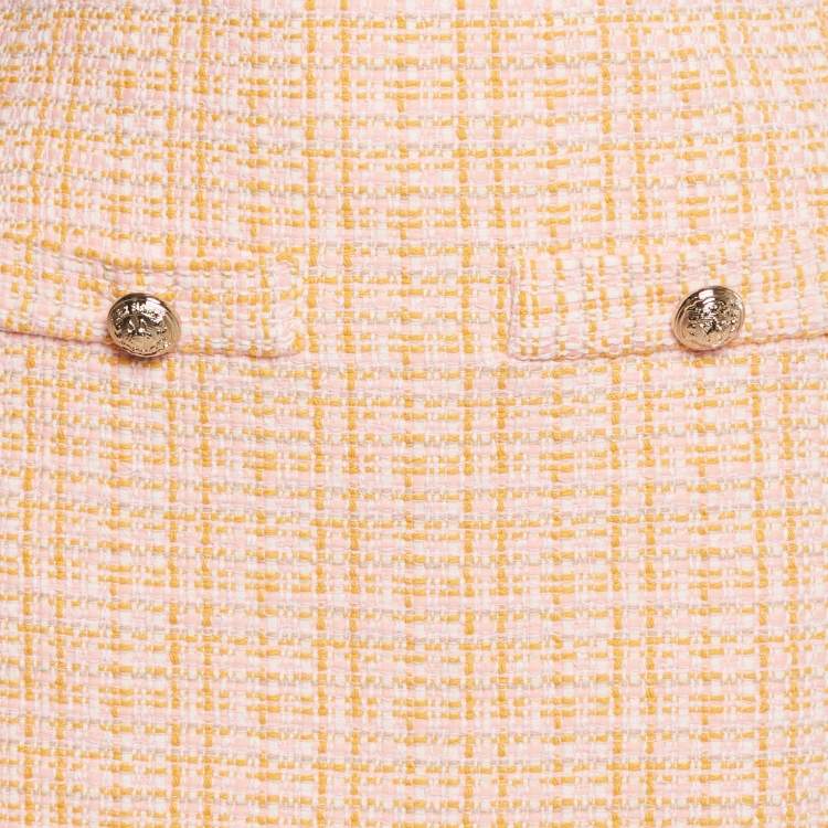 Pre Owned Maje Orange/Pink Tweed Mini Skirt S