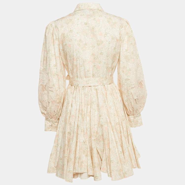 Pre Owned Maje Pink Floral Print Cotton Belted Rebelia Mini Dress S