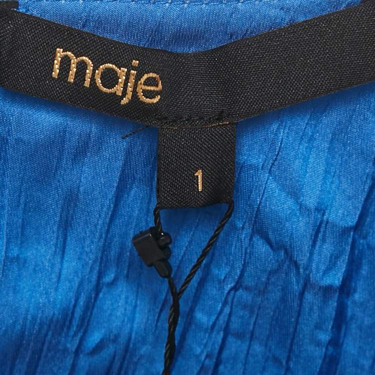 Pre Owned Maje Blue Crepe Lace Trimmed Top and Skirt Set M/S
