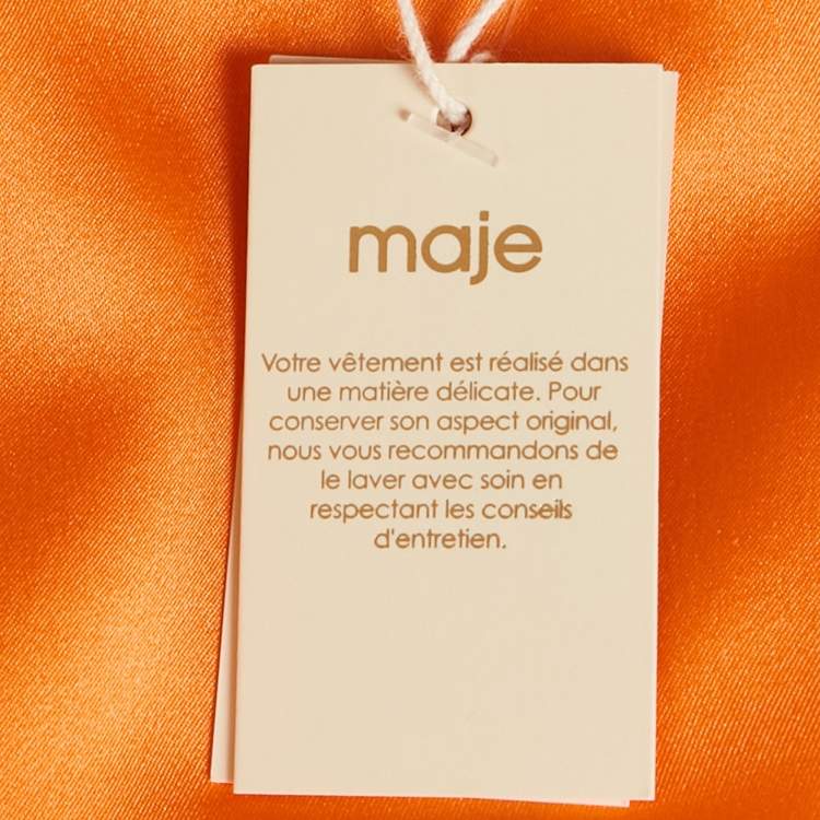 Pre Owned Maje Orange Logo Embroidered Silk T-Shirt S