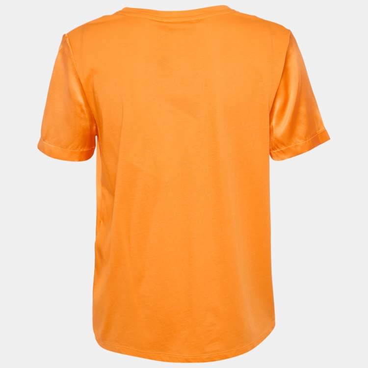 Pre Owned Maje Orange Logo Embroidered Silk T-Shirt S