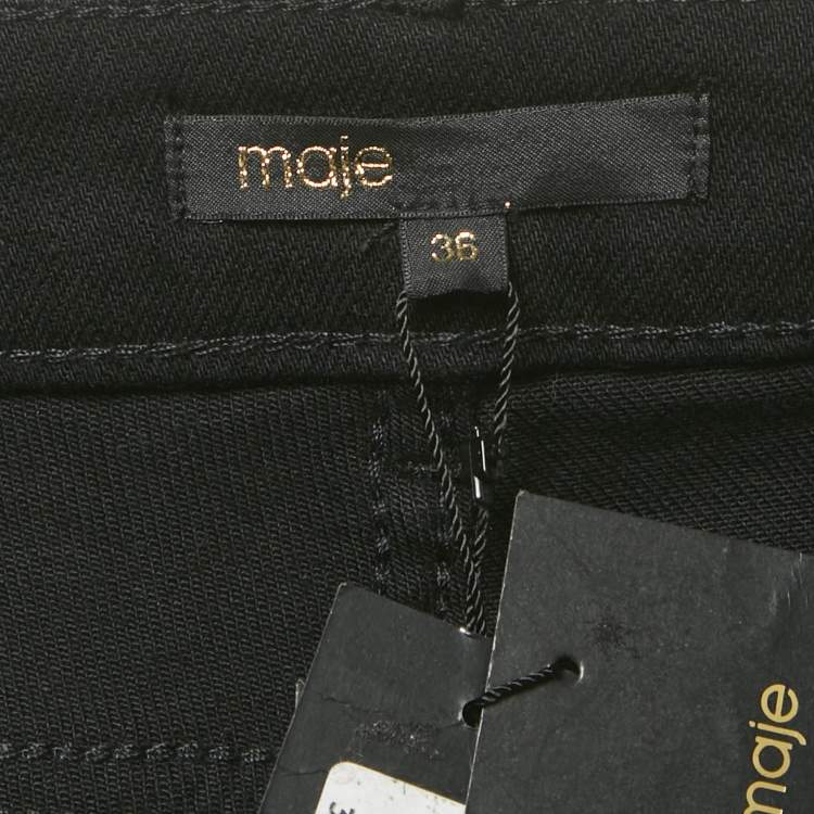 Pre Owned Maje Black Denim Raw Edge Jeans S Waist 26"