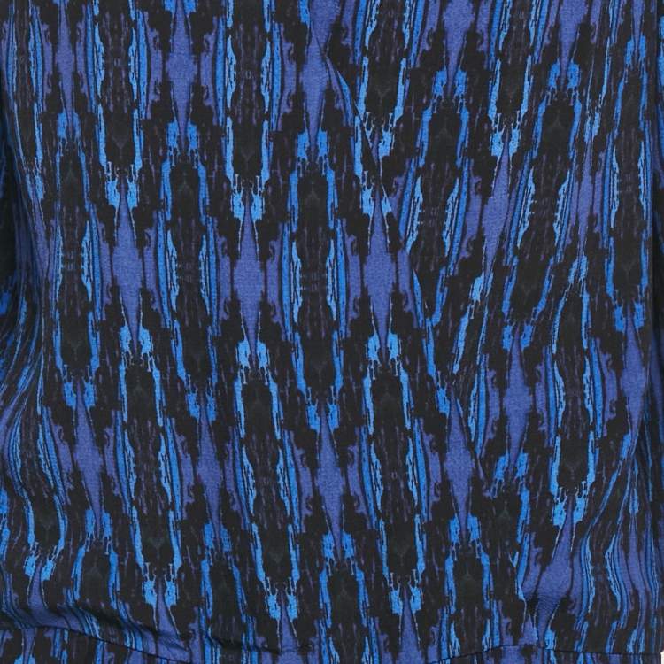 Pre Owned Maje Blue Printed Crepe Mini Dress L