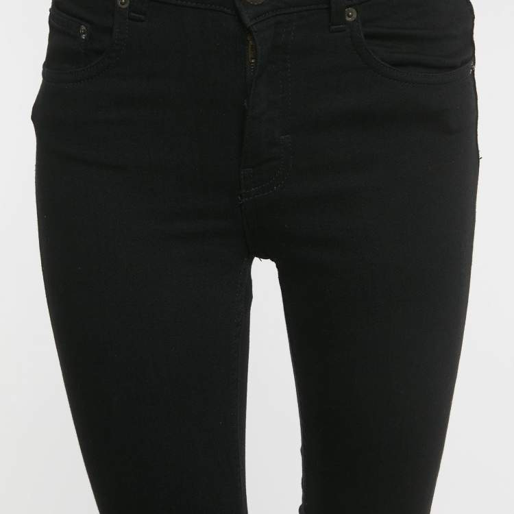 Pre Owned Maje Black Denim Raw Edge Jeans S/Waist 26"