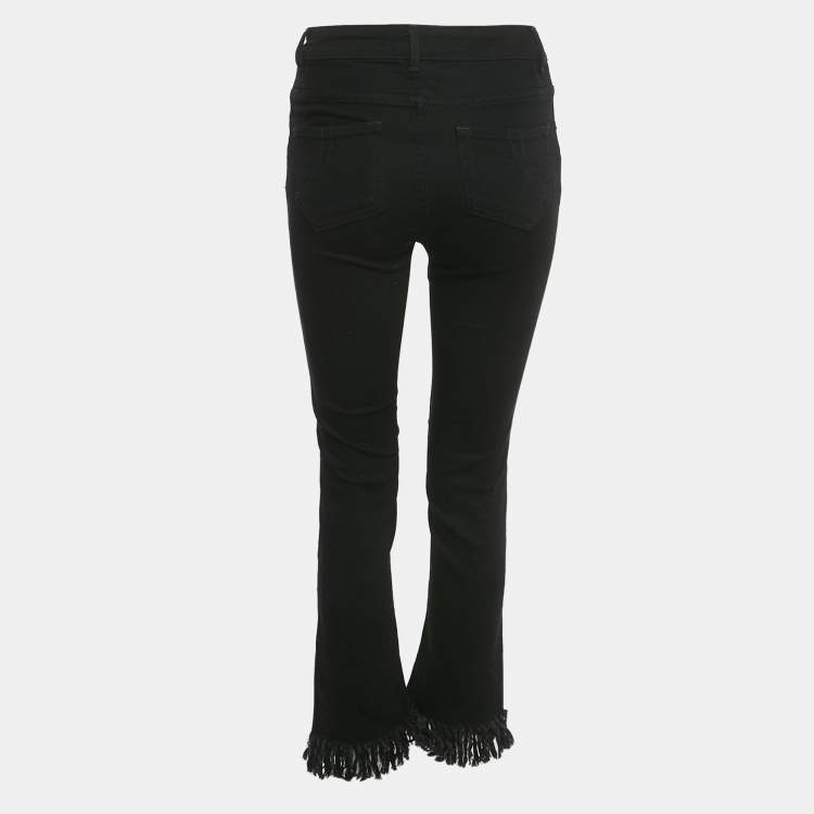 Pre Owned Maje Black Denim Raw Edge Jeans S/Waist 26"