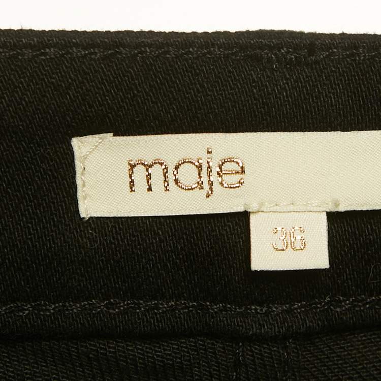 Pre Owned Maje Black Denim Raw Edge Jeans S/Waist 26"