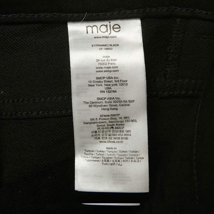 Pre Owned Maje Black Denim Raw Edge Jeans S/Waist 26"