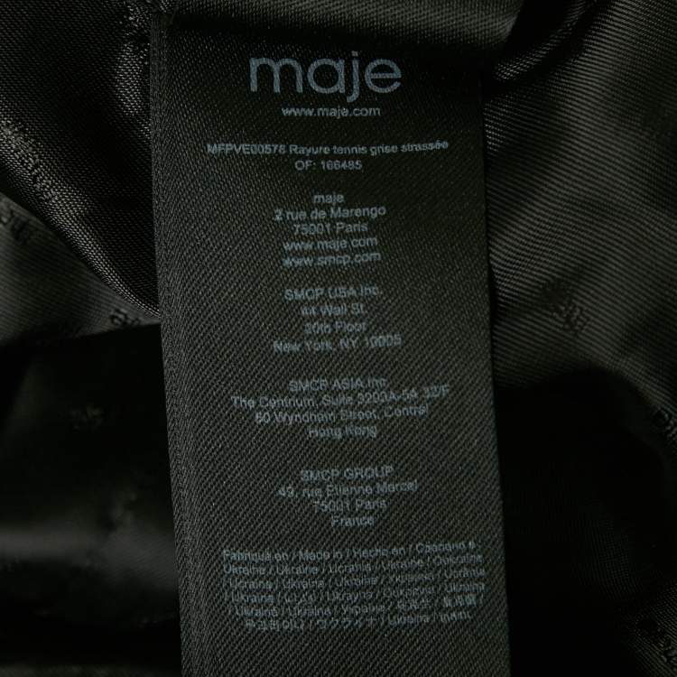 Pre Owned Maje Grey Pinstriped Rhinestone Embellished Blazer S