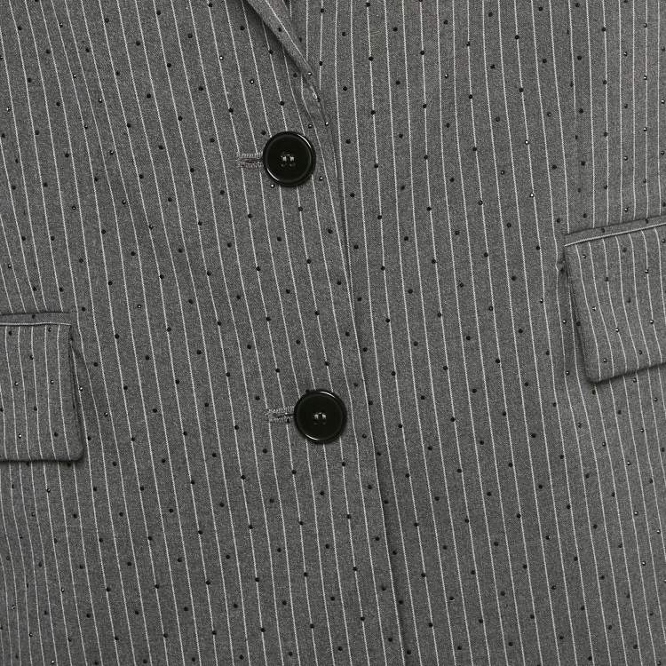 Pre Owned Maje Grey Pinstriped Rhinestone Embellished Blazer S