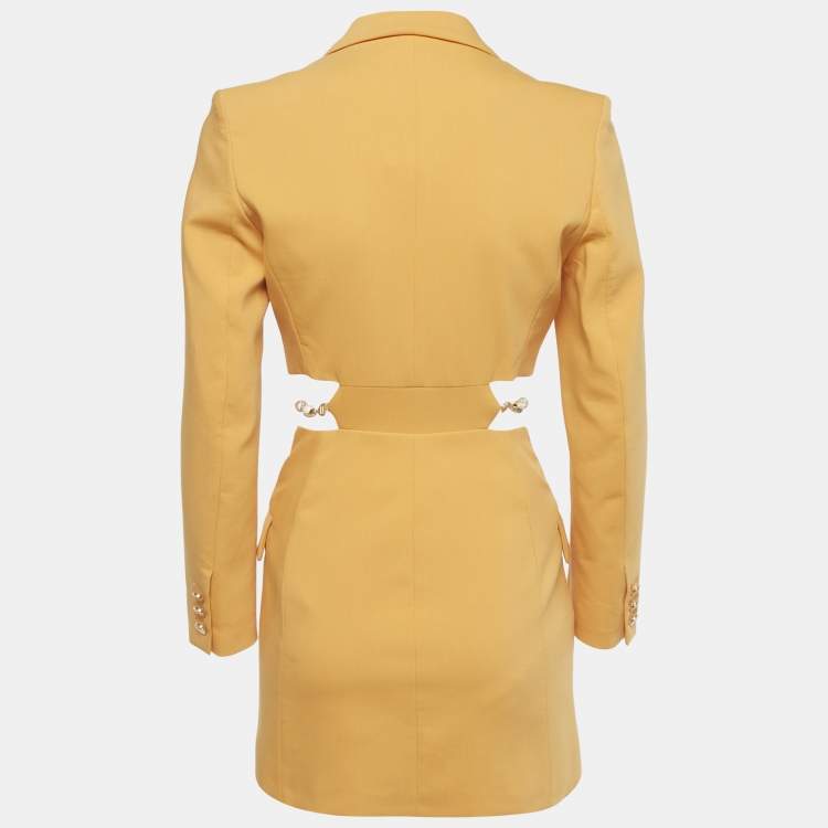 مملوكة مسبقًا Maje Orange Cotton Embellished Openwork Tailored Dress S