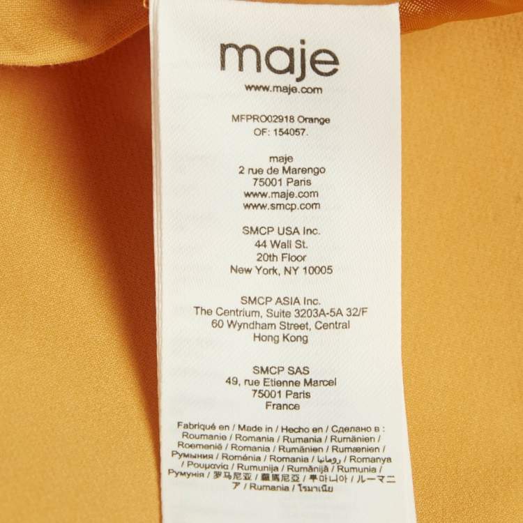 مملوكة مسبقًا Maje Orange Cotton Embellished Openwork Tailored Dress S