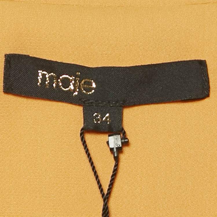 مملوكة مسبقًا Maje Orange Cotton Embellished Openwork Tailored Dress S