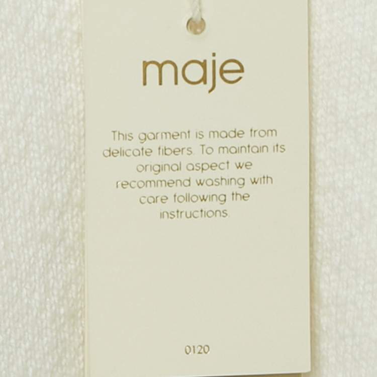 Pre Owned Maje White Floral Embroidered Stretch Knit Cardigan S