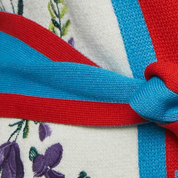 Pre Owned Maje White Floral Embroidered Stretch Knit Cardigan S