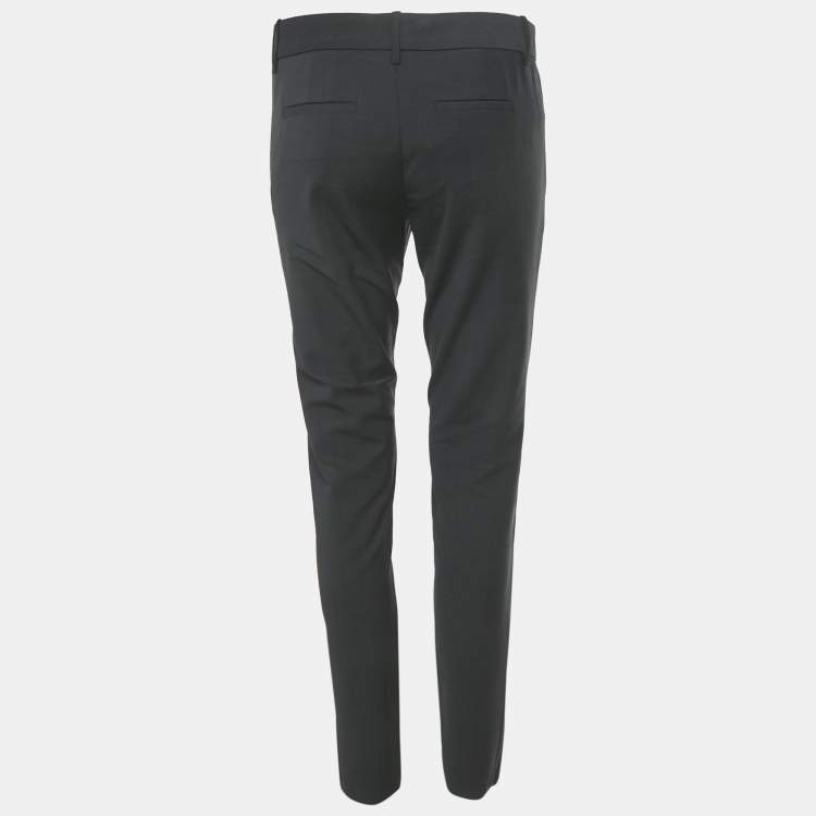 مملوكة مسبقًا Maje Anthracite Grey Checked Wool Decolore Tailored Trousers S