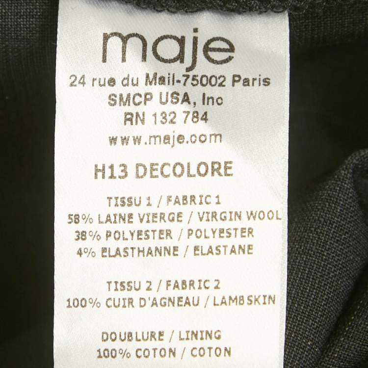 مملوكة مسبقًا Maje Anthracite Grey Checked Wool Decolore Tailored Trousers S