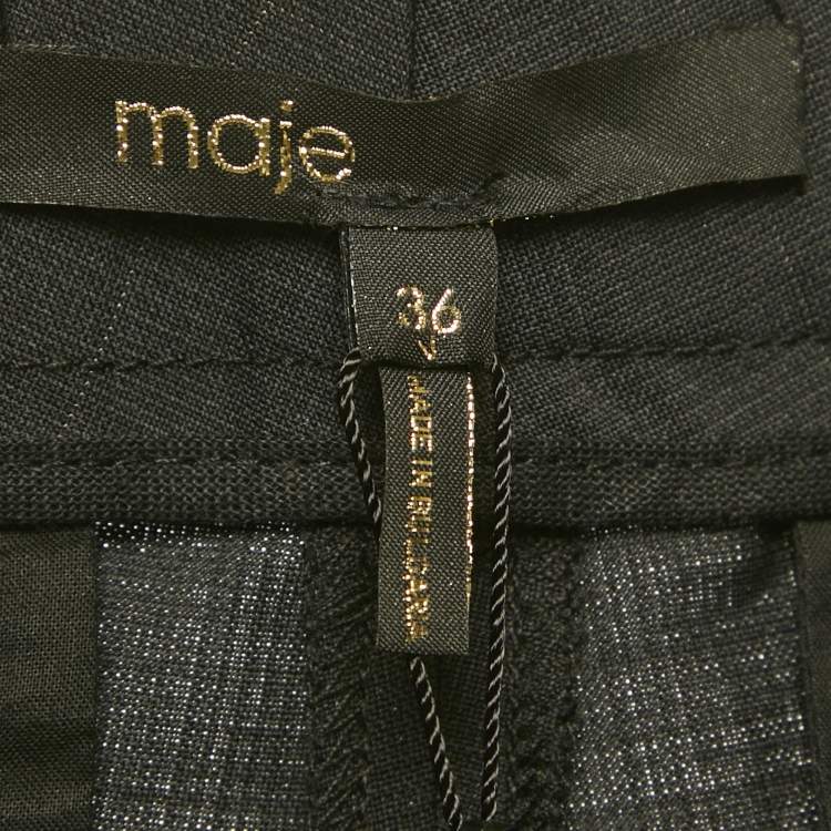 مملوكة مسبقًا Maje Anthracite Grey Checked Wool Decolore Tailored Trousers S