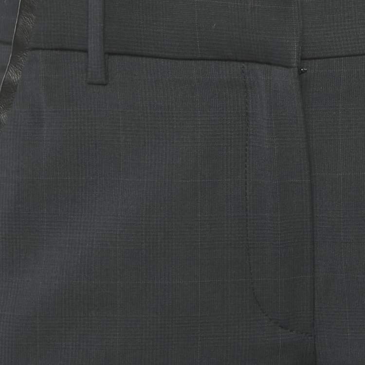 مملوكة مسبقًا Maje Anthracite Grey Checked Wool Decolore Tailored Trousers S